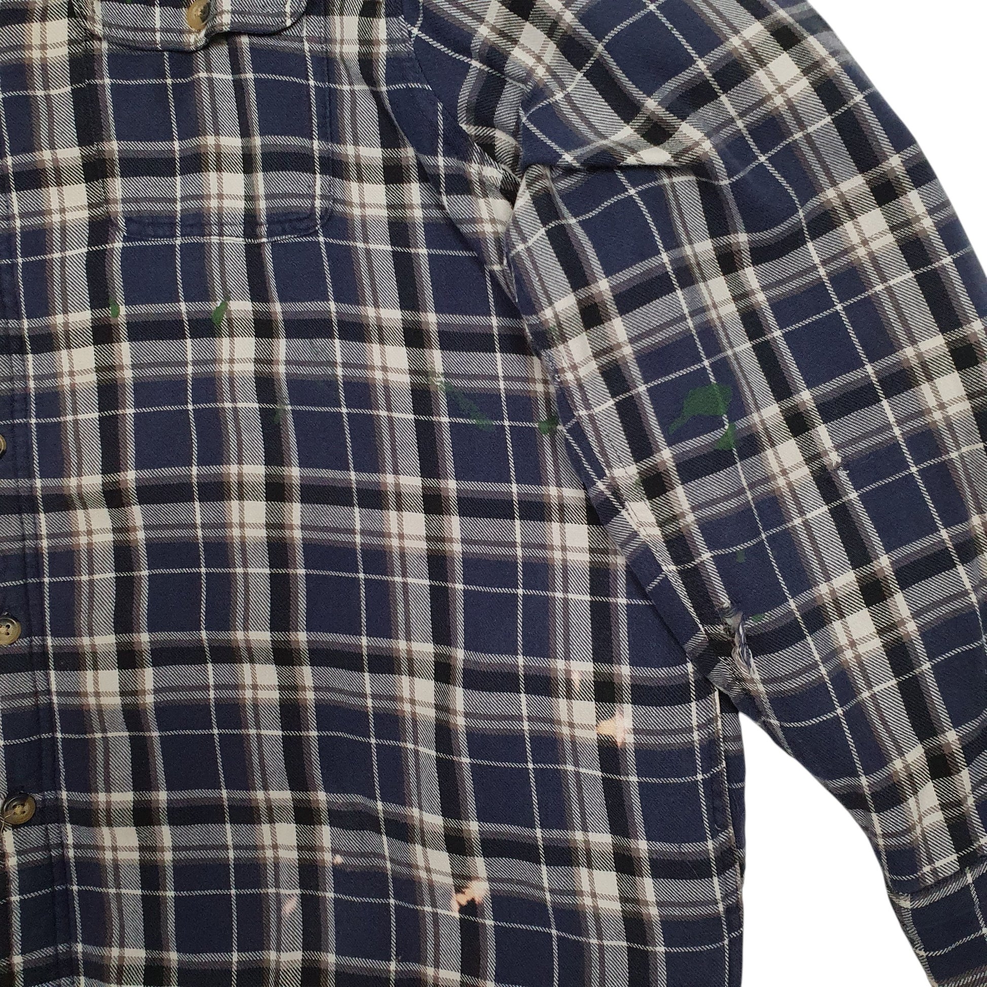 Mens Navy Wrangler Plaid Sherpa Lined  Coat