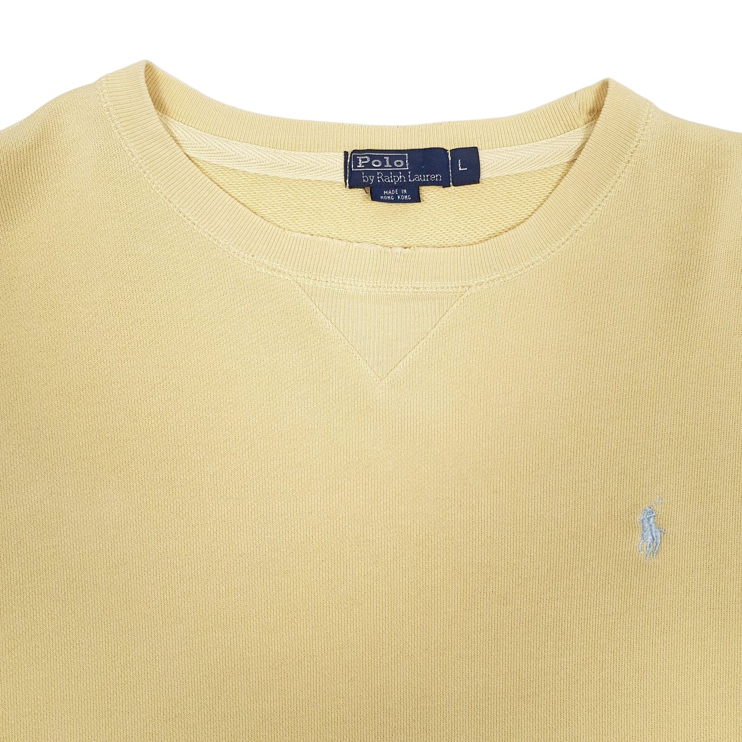 Mens Yellow Polo Ralph Lauren Vintage 90s Crewneck Jumper