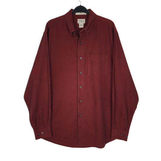 Mens Burgundy L.L.Bean Herringbone Long Sleeve Shirt