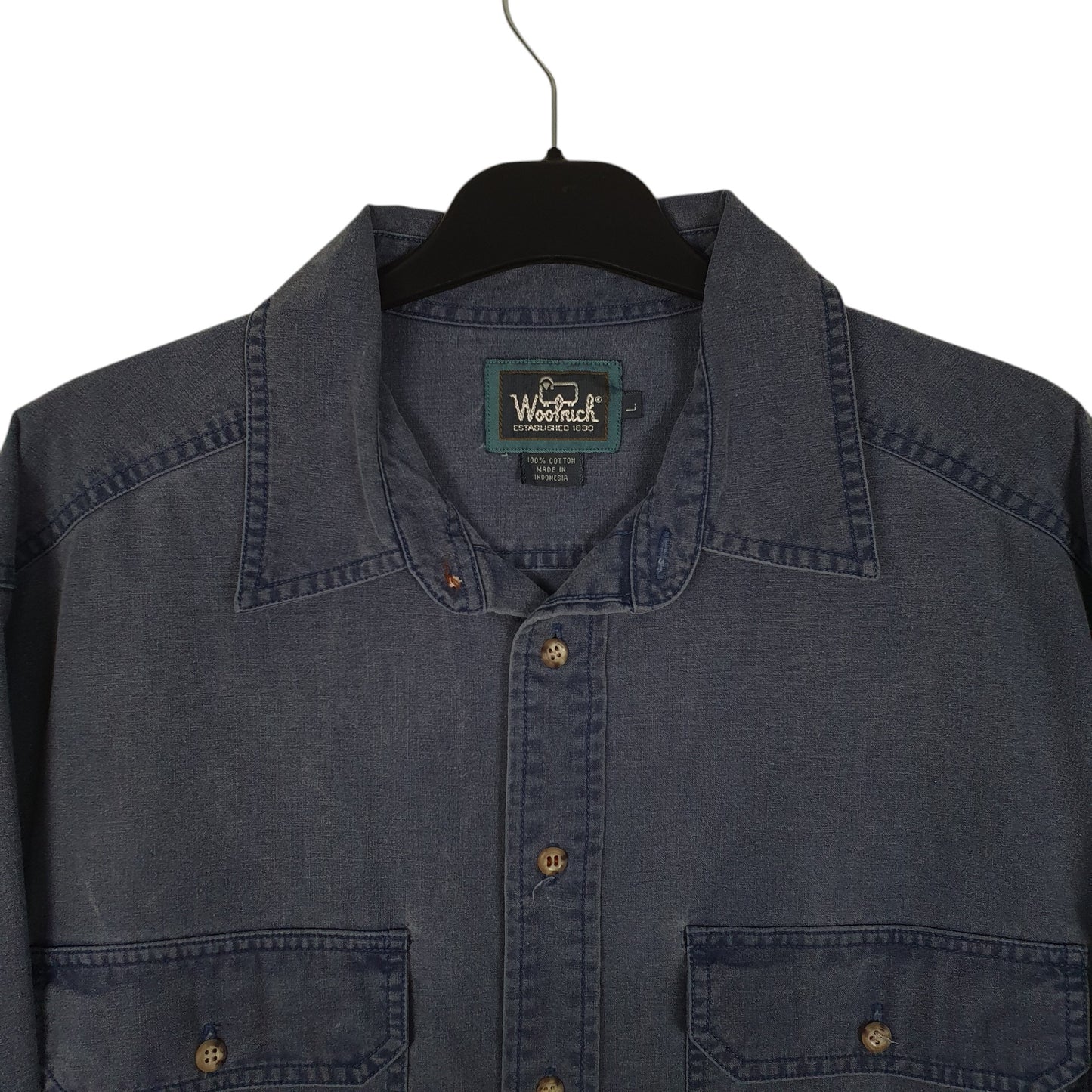 Mens Blue Woolrich Vintage 1990s  Shirt