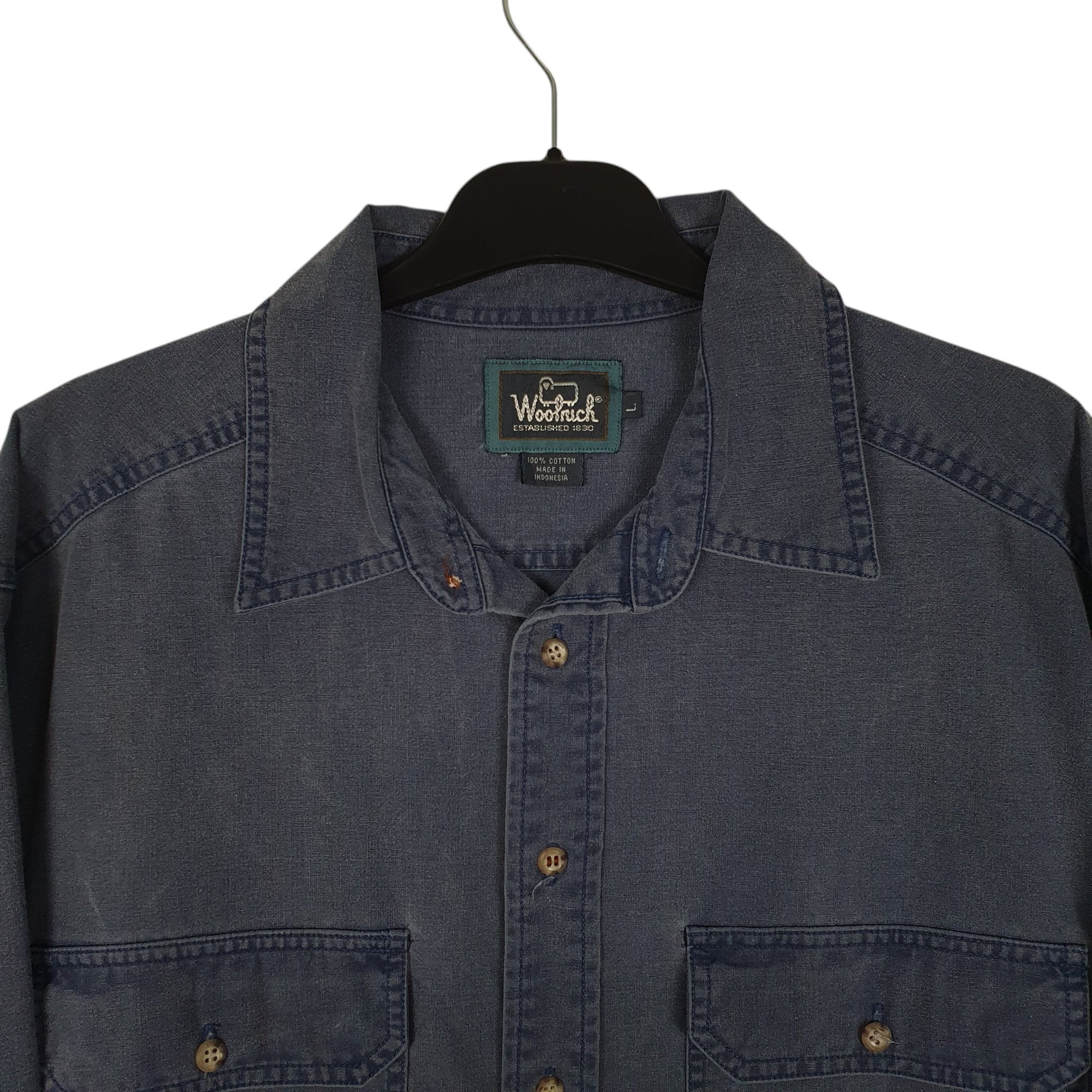 Mens Blue Woolrich Vintage 1990s  Shirt
