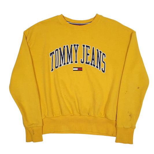 Mens Yellow Tommy Hilfiger Spellout Crewneck Jumper