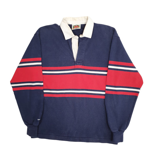 Mens Navy Barbarian Rugby Long Sleeve Polo Shirt