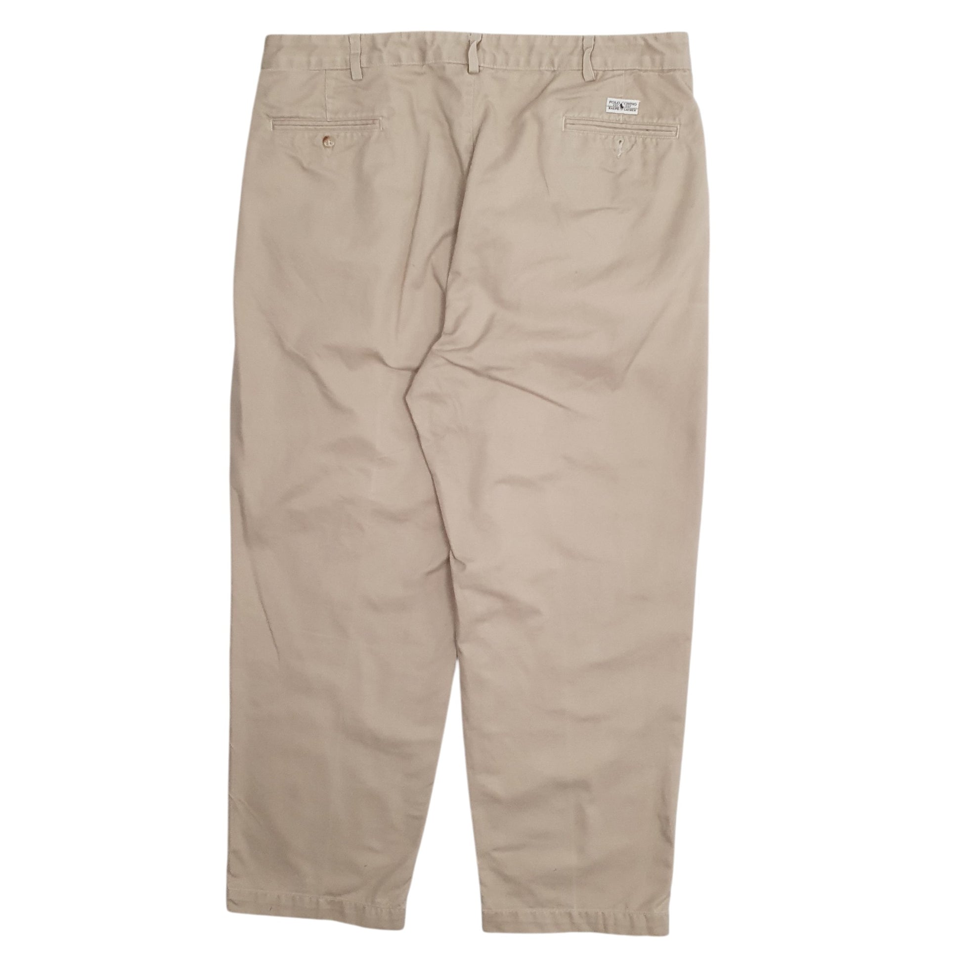 Mens Beige Polo Ralph Lauren Vintage 90s Made In USA Pleated  Trousers