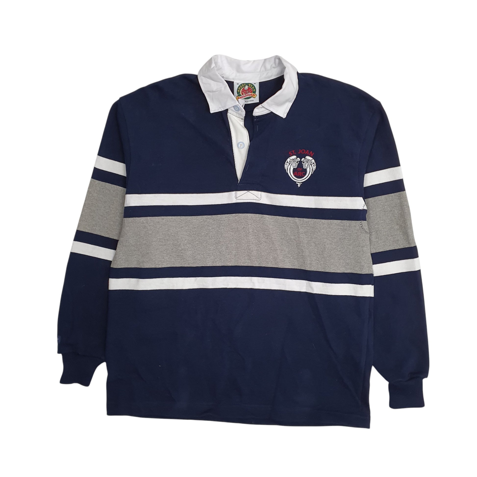 Mens Navy Barbarian Joan of Arc Rugby Long Sleeve Polo Shirt