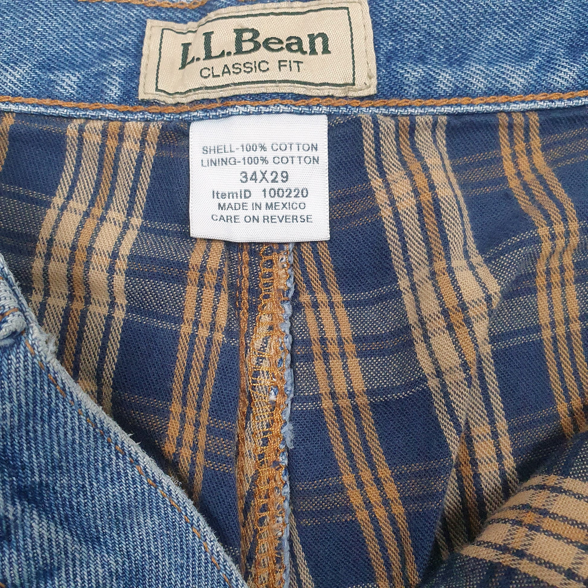 Mens Blue LL Bean Blanket Lined  Jeans