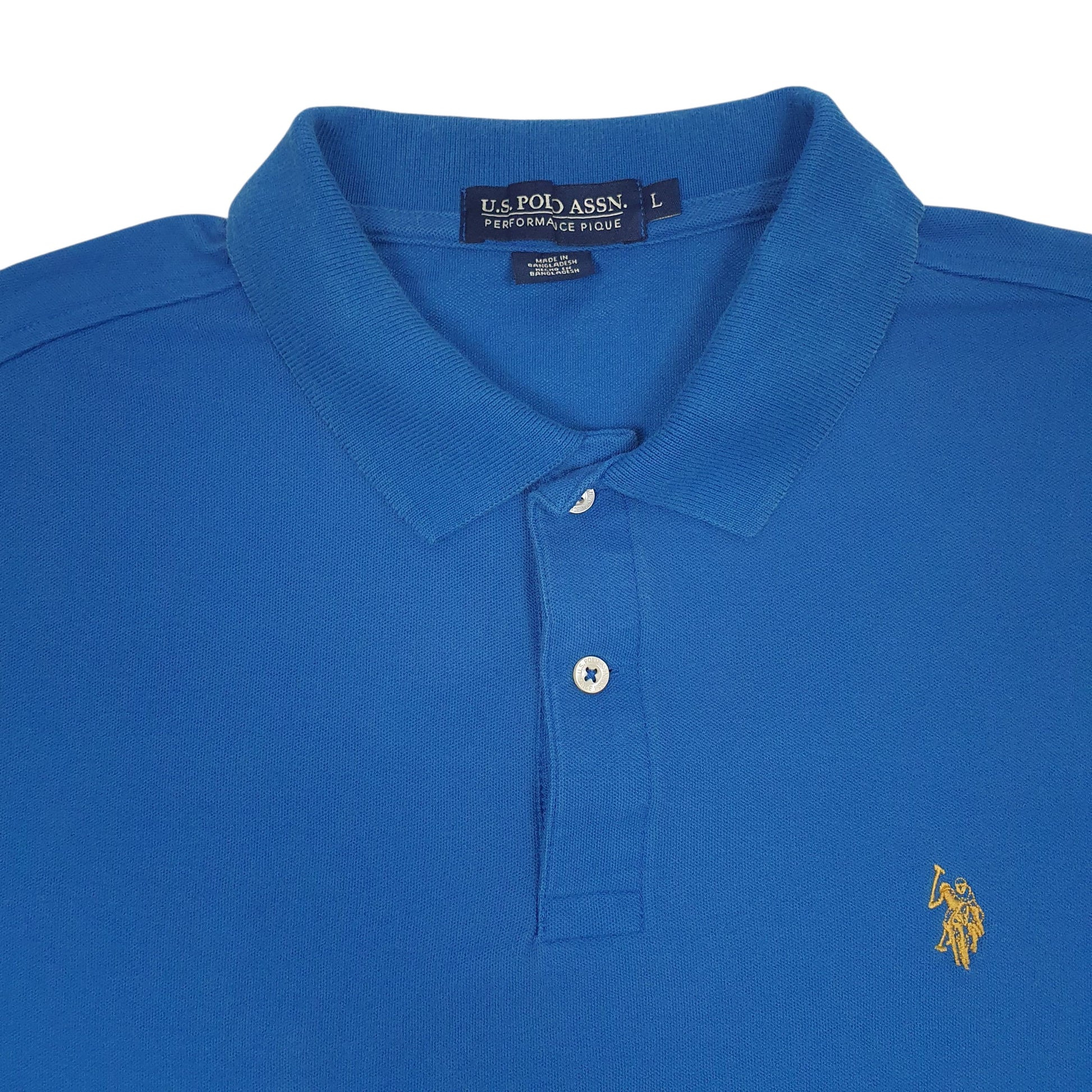 Mens Blue US Polo Assn Performance Pique  Polo Shirt