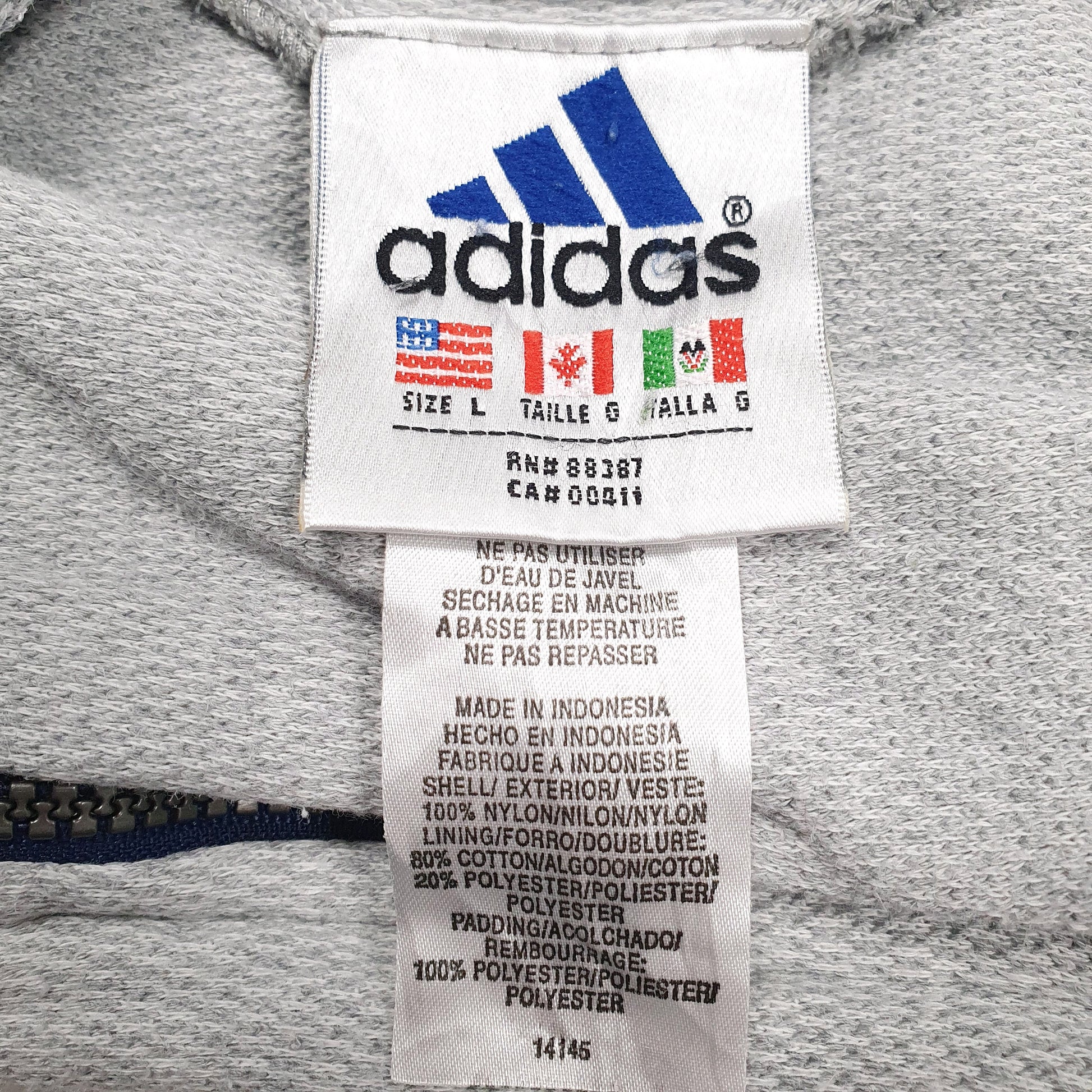 Mens Blue Adidas Vintage 90s Reversible Hoodie Coat