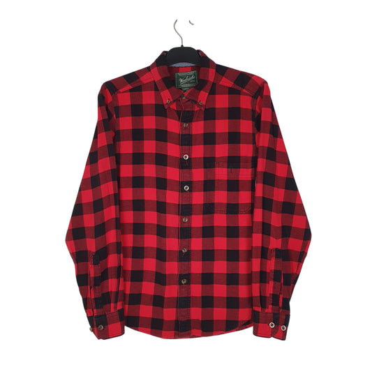 Mens Red Woolrich Flannel Plaid Long Sleeve Shirt