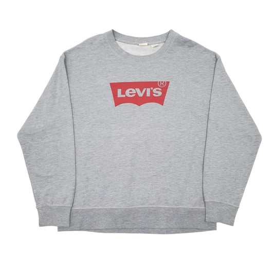 Mens Grey Levis Spellout Crewneck Jumper