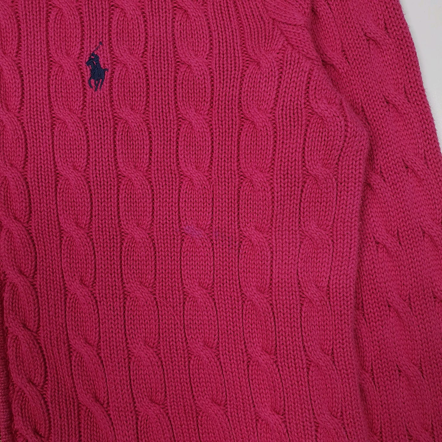 Womens Pink Polo Ralph Lauren Cable Knit Hoodie Full Zip Jumper