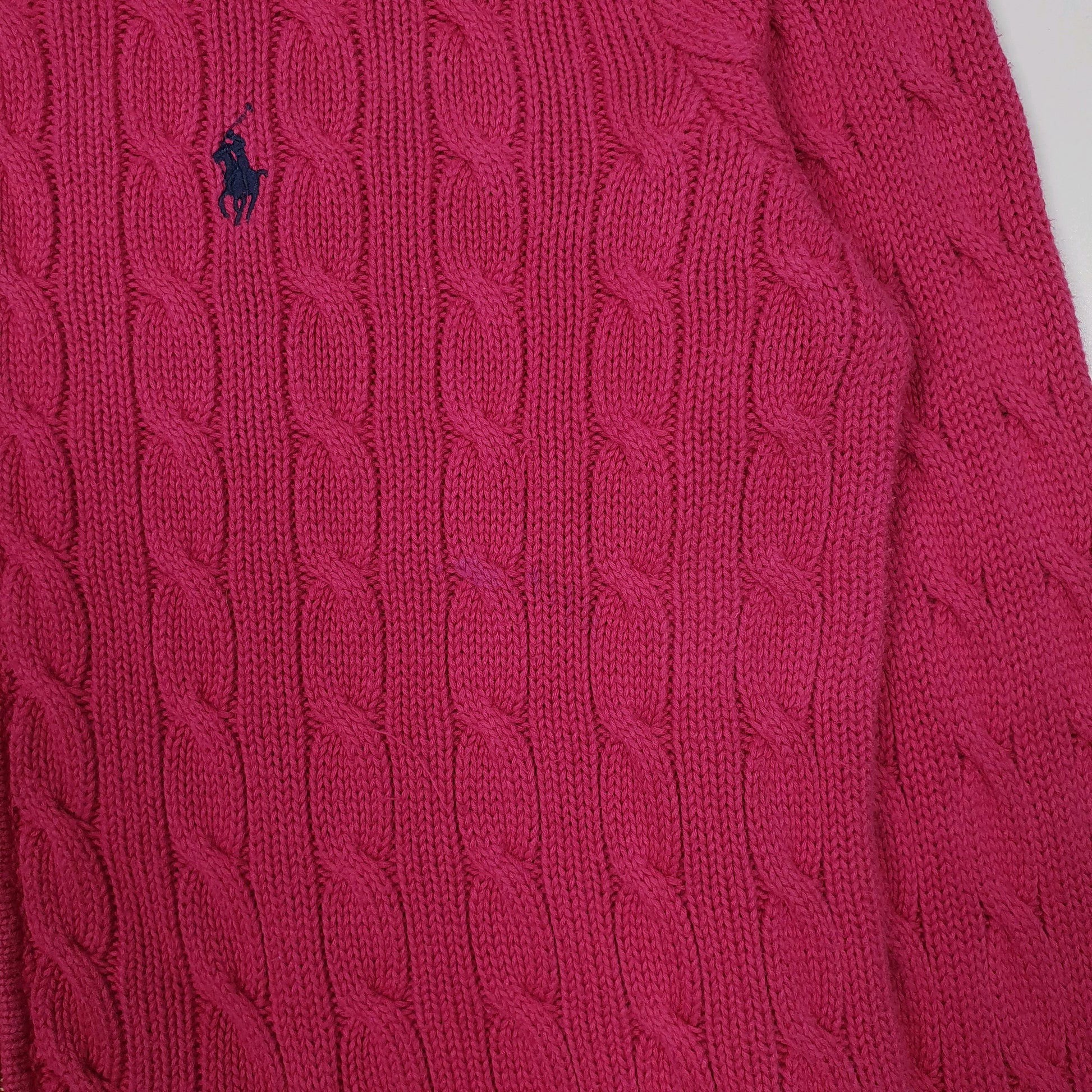 Womens Pink Polo Ralph Lauren Cable Knit Hoodie Full Zip Jumper