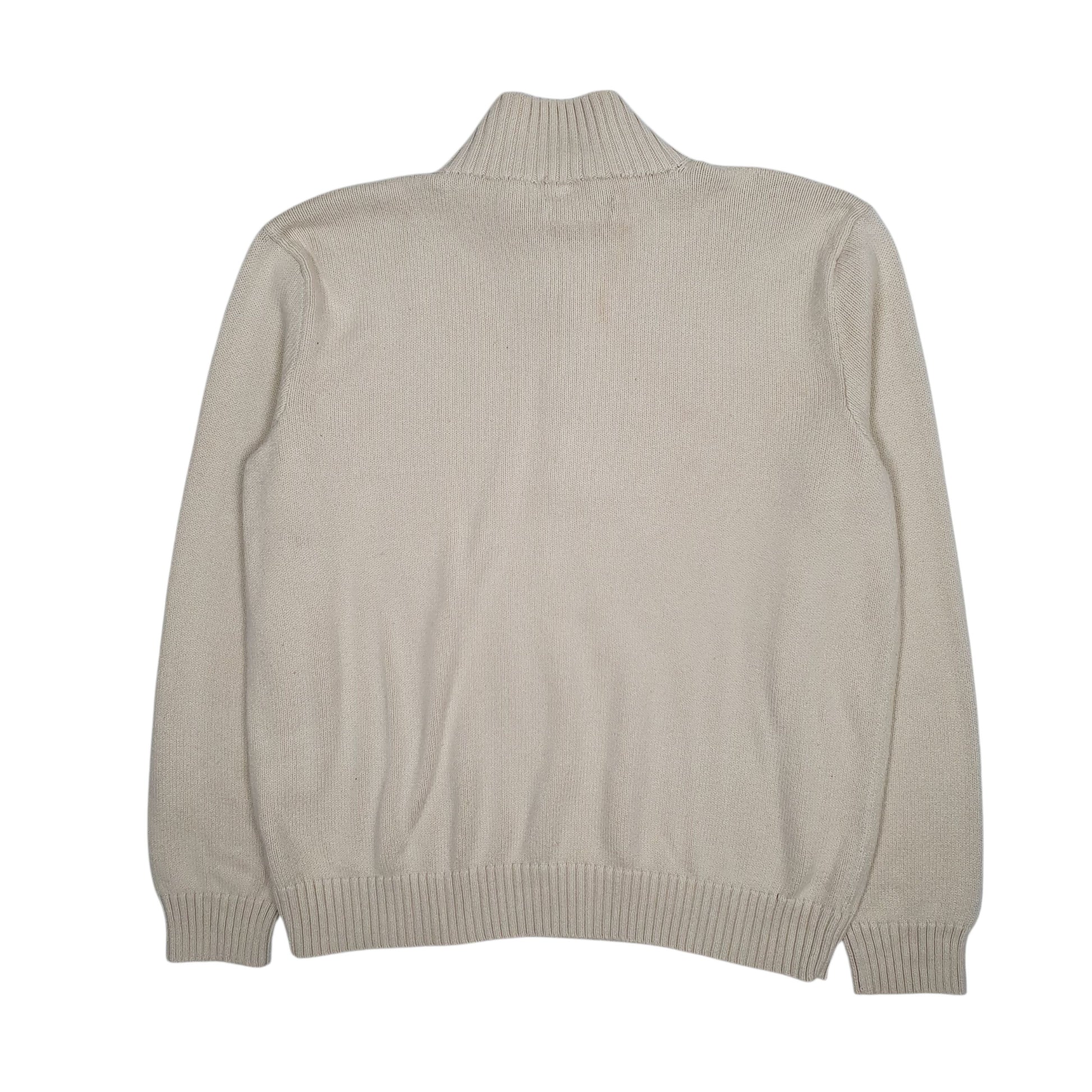 Mens Cream Polo Ralph Lauren  Quarter Zip Jumper