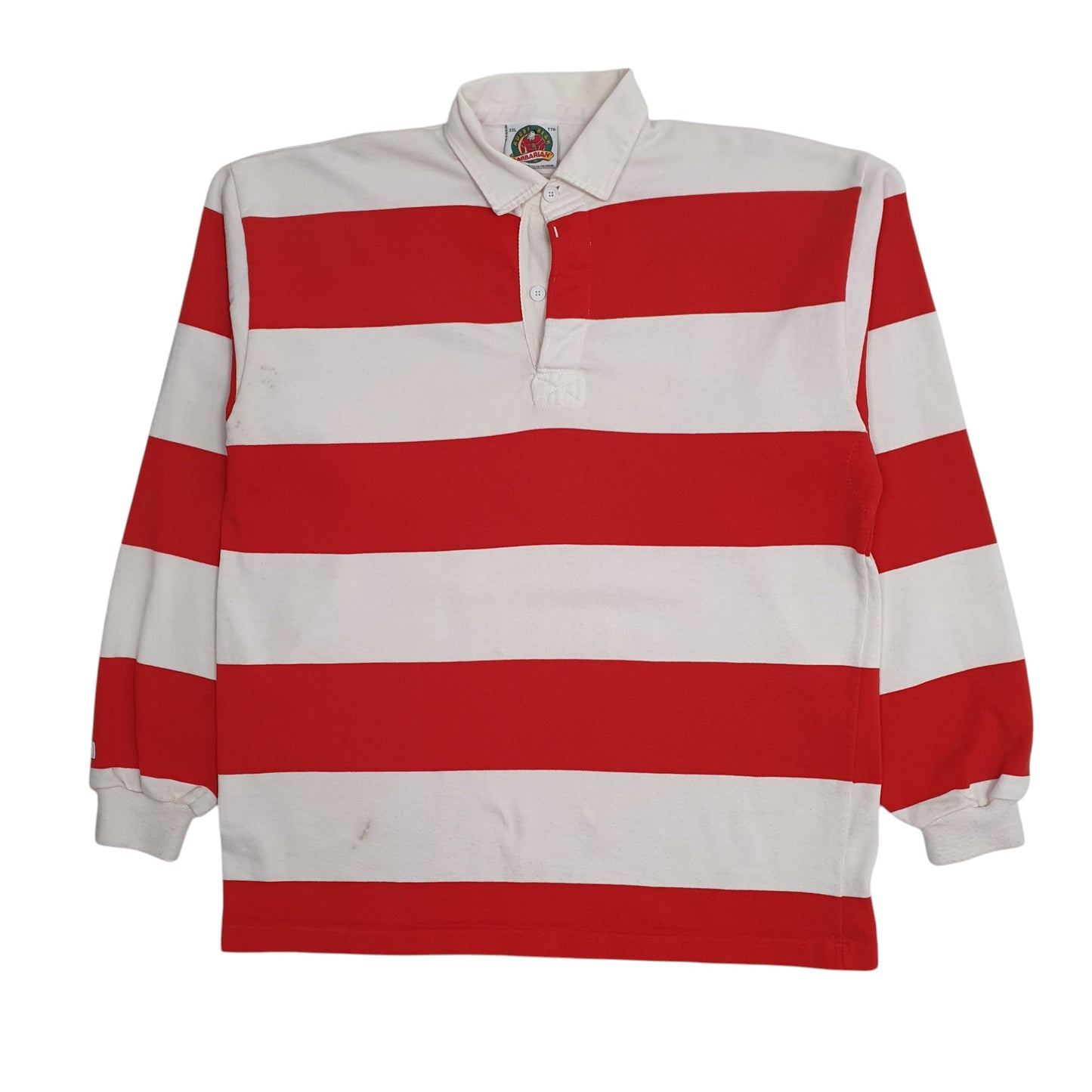 Mens Red Barbarian Rugby Long Sleeve Polo Shirt