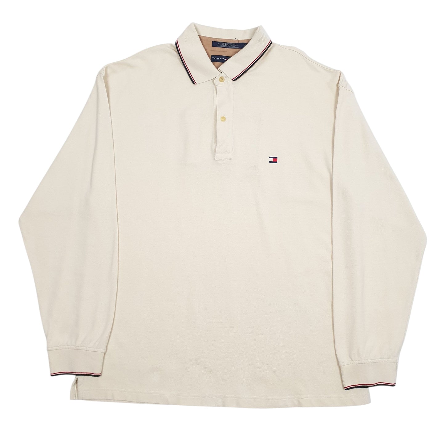 Mens Cream Tommy Hilfiger  Long Sleeve Polo Shirt