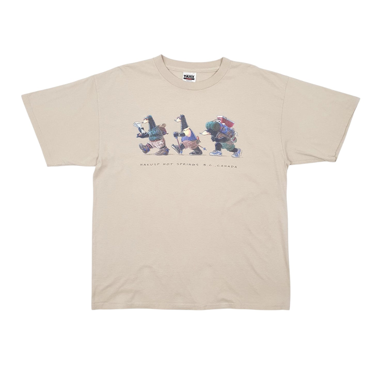 Mens Beige Tultex Vintage 90s Short Sleeve T Shirt