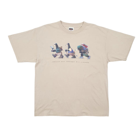 Mens Beige Tultex Vintage 90s Short Sleeve T Shirt