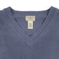 Mens Blue LL Bean Vintage V Neck Jumper