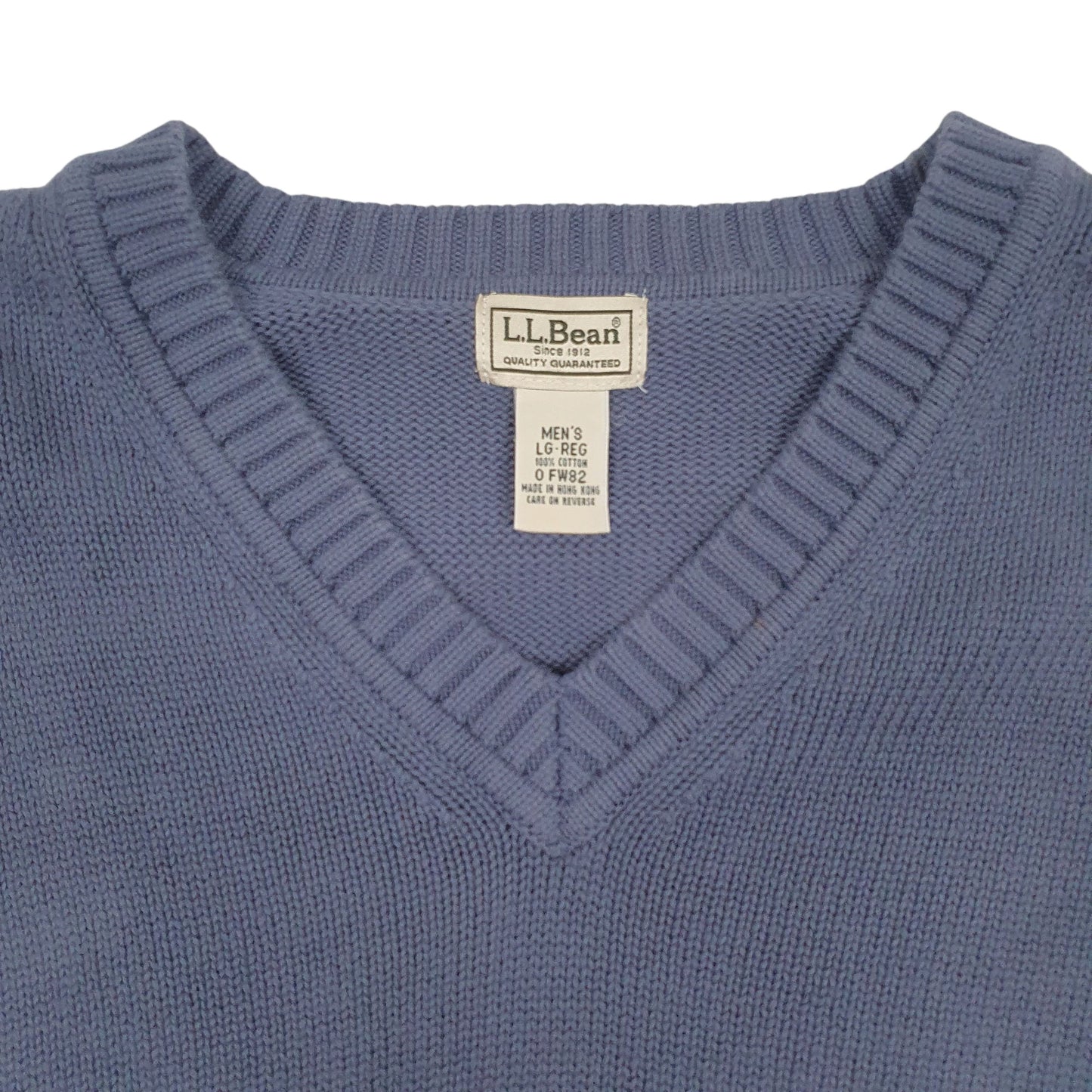Mens Blue LL Bean Vintage V Neck Jumper