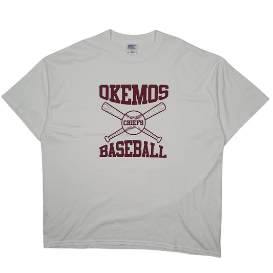 Womens White Gildan Okemos Baseball Short Sleeve T Shirt