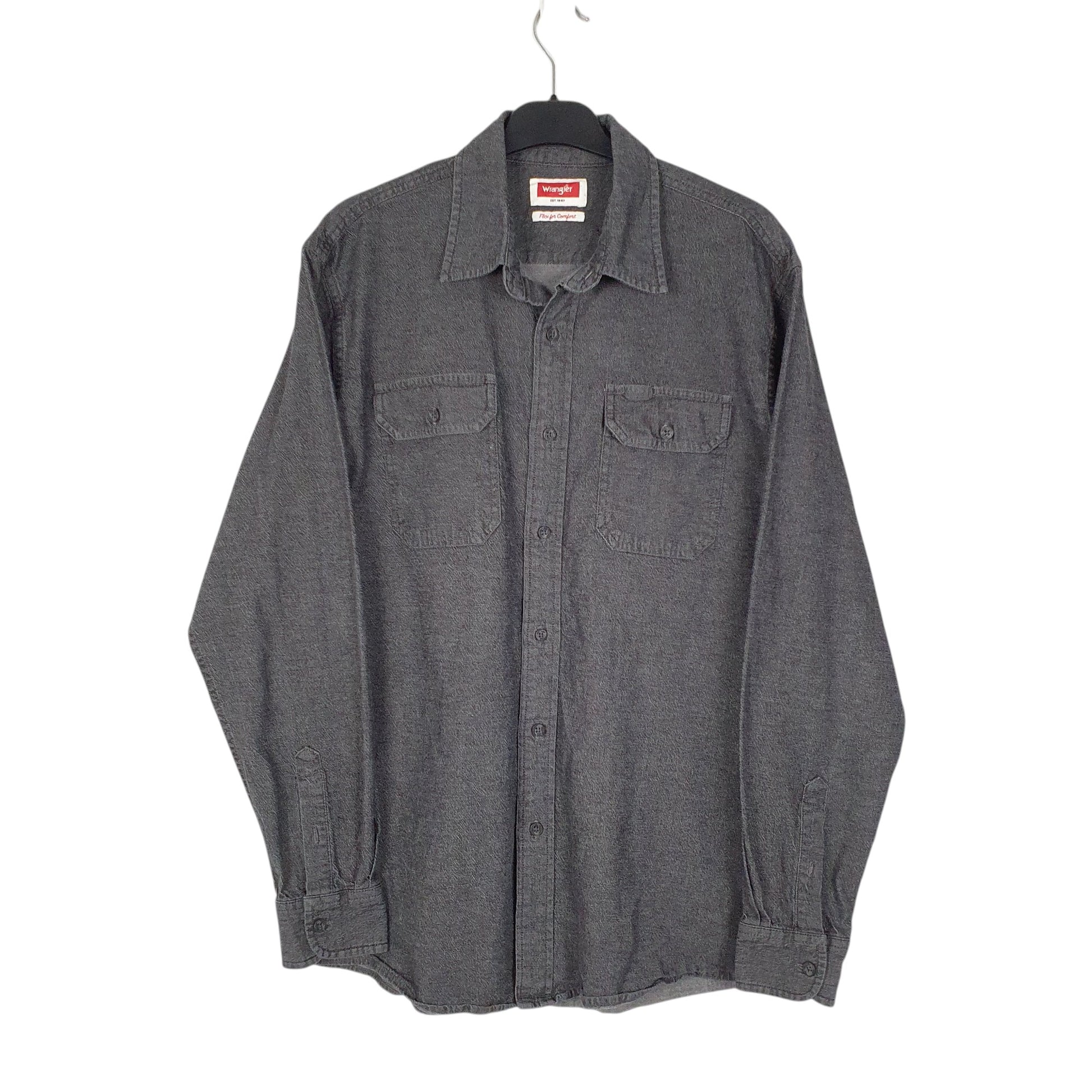 Mens Grey Wrangler  Long Sleeve Shirt