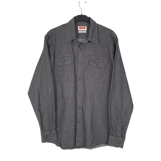 Mens Grey Wrangler  Long Sleeve Shirt