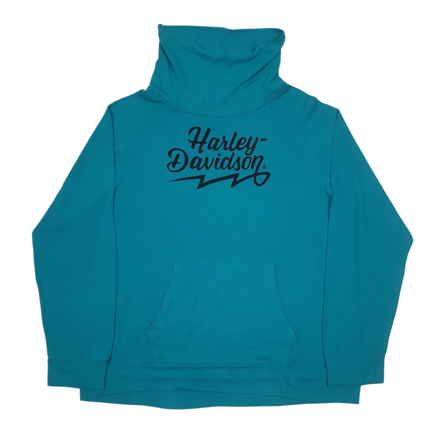 Womens Blue Harley Davidson Spellout Shoal Neck Jumper