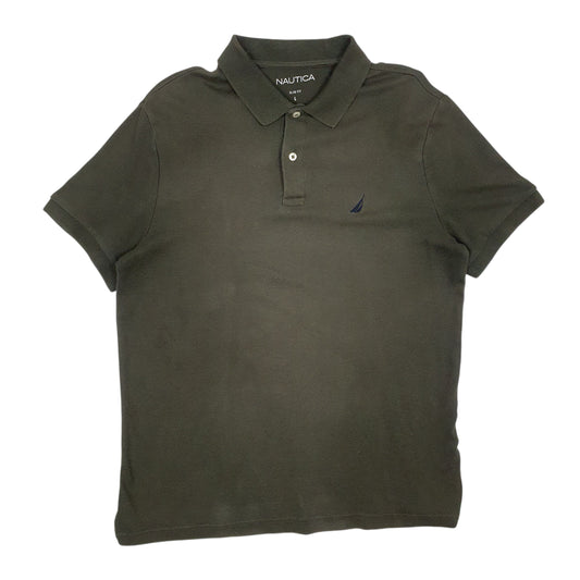 Mens Green Nautica Slim Fit Short Sleeve Polo Shirt