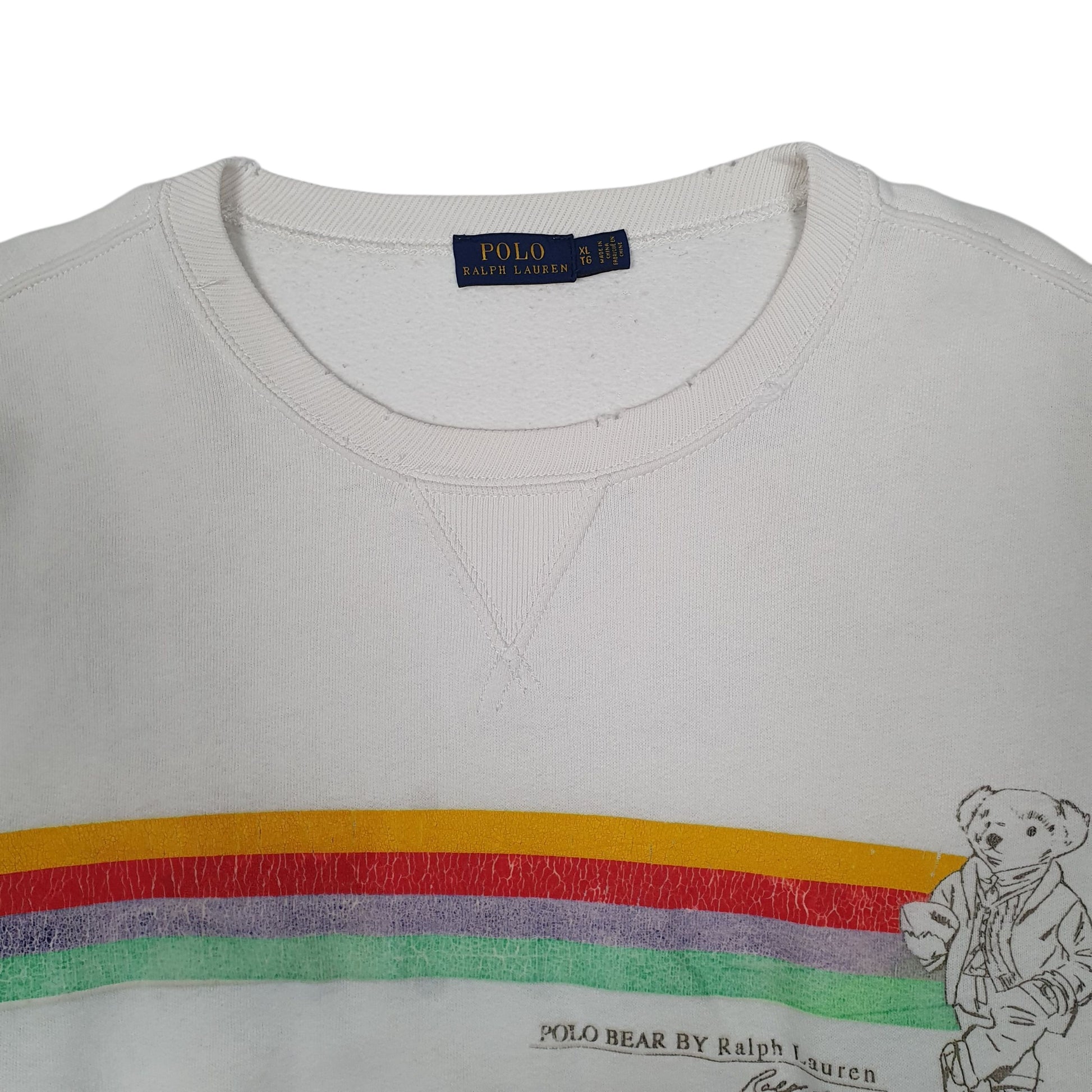 Mens White Polo Ralph Lauren Polo Bear Crewneck Jumper