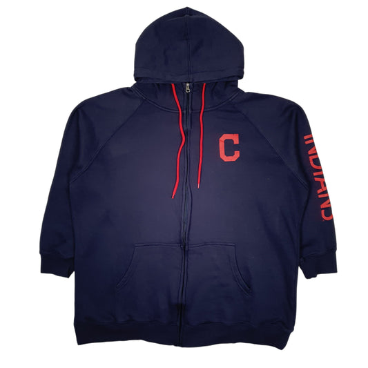 Womens Navy MLB Cleveland Indians Baseball Hoodie Full Zip Jumper
