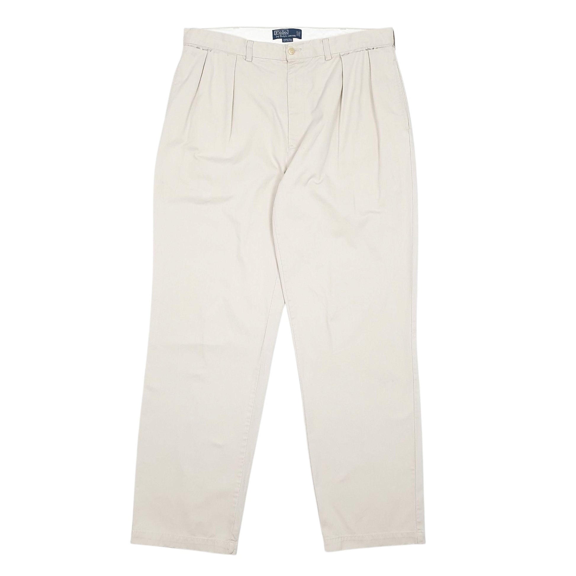 Mens Beige Polo Ralph Lauren Pleated Andrew Pant Chino Trousers