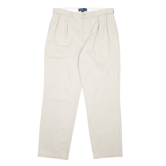 Mens Beige Polo Ralph Lauren Pleated Andrew Pant Chino Trousers