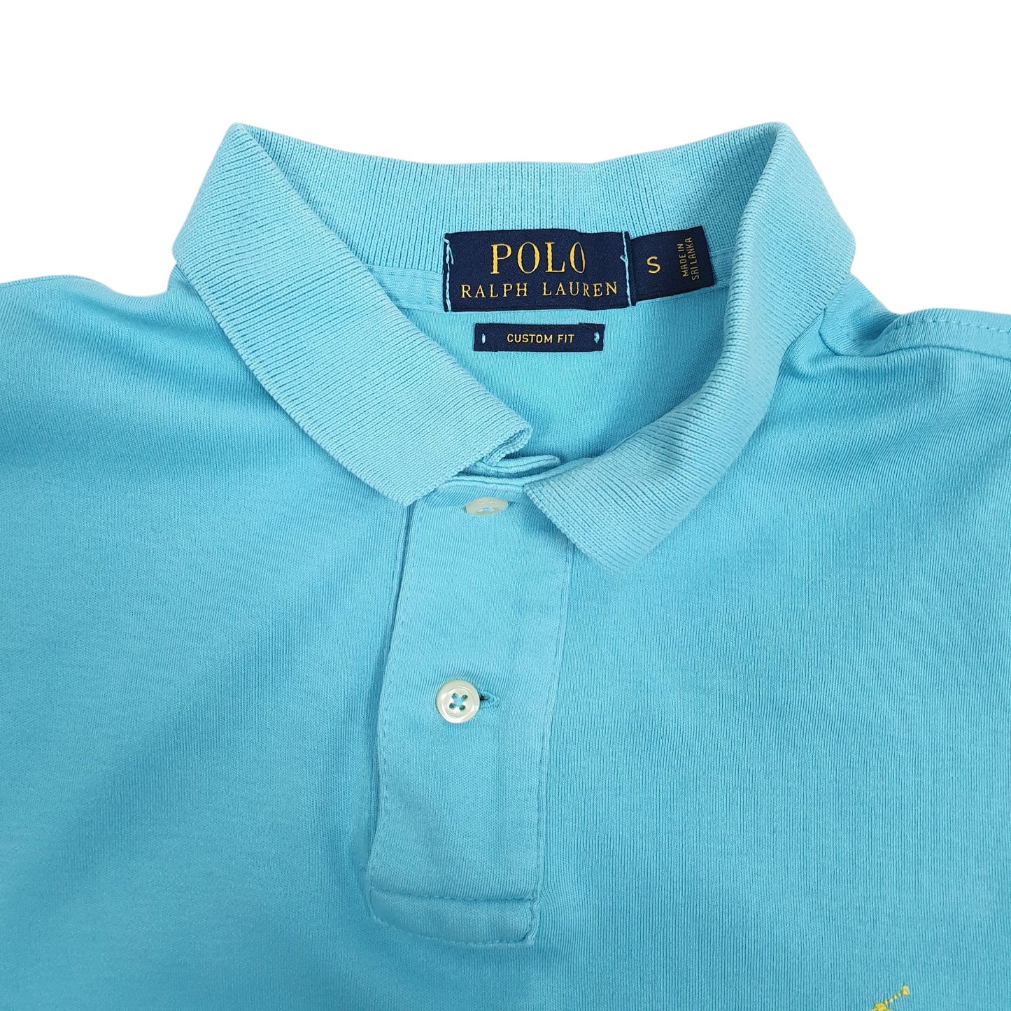 Mens Blue Polo Ralph Lauren Custom Fit  Polo Shirt