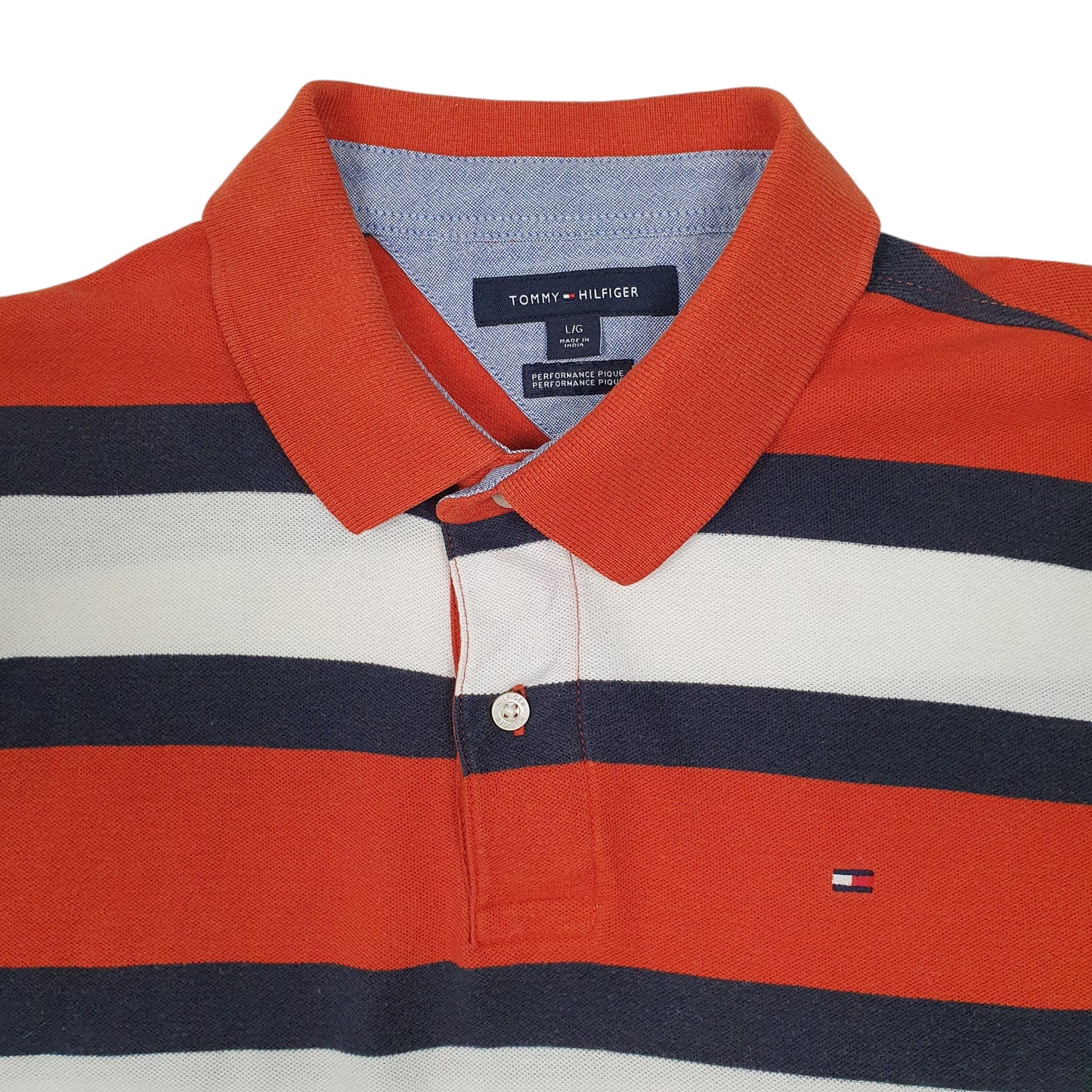 Mens Orange Tommy Hilfiger  Hoodie Polo Shirt