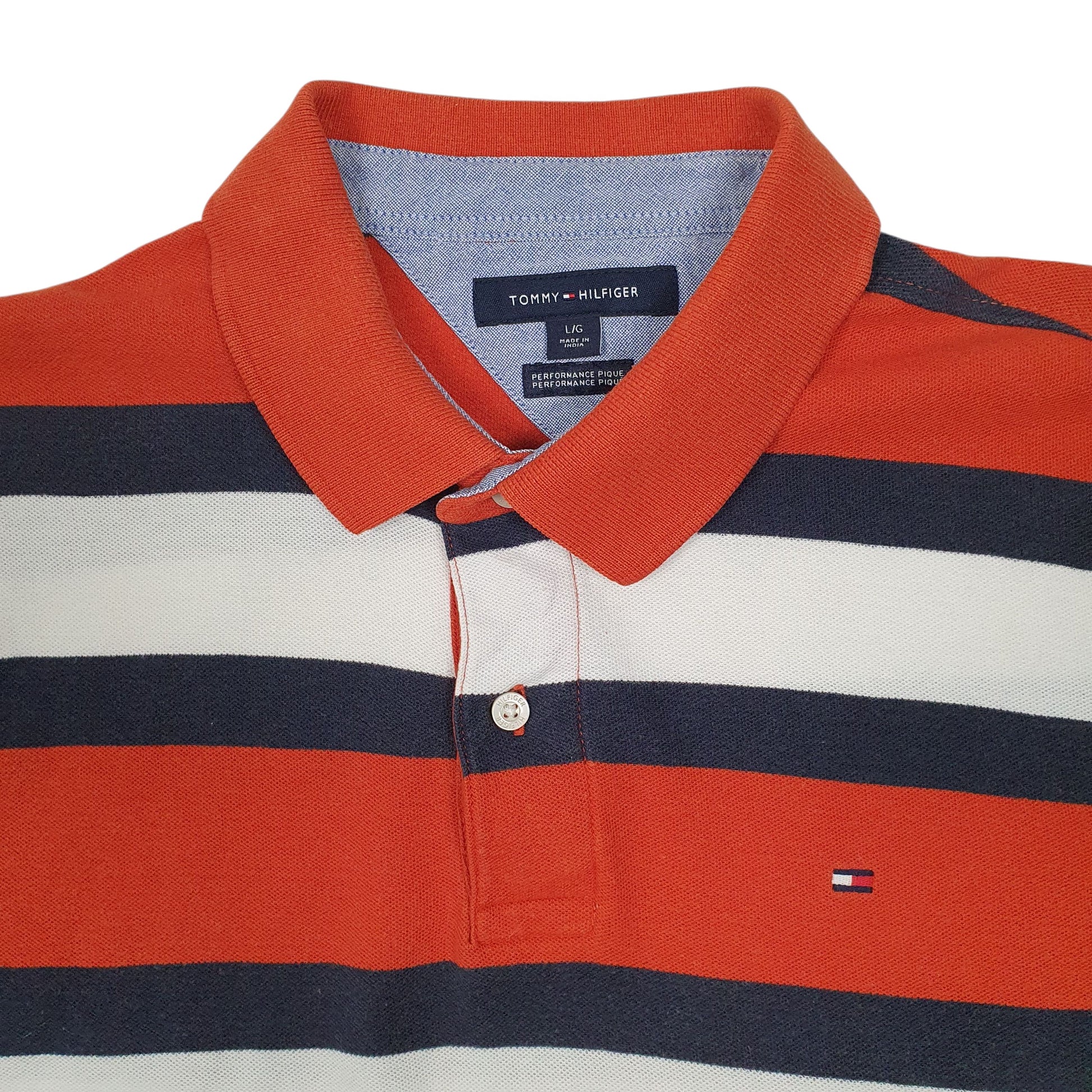 Mens Orange Tommy Hilfiger  Hoodie Polo Shirt