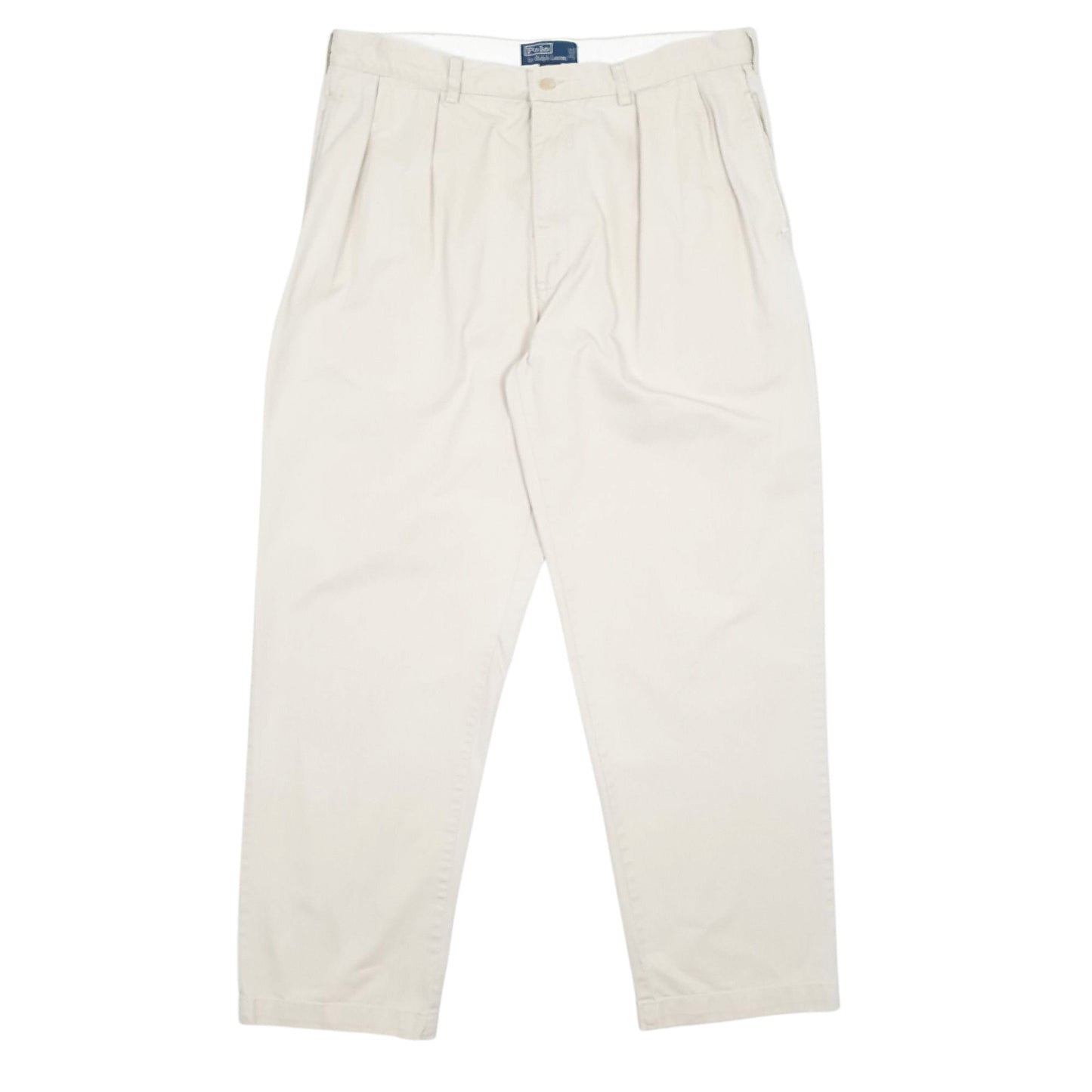 Mens Cream Polo Ralph Lauren Double Pleated Andrew Pant Vintage Chino Trousers