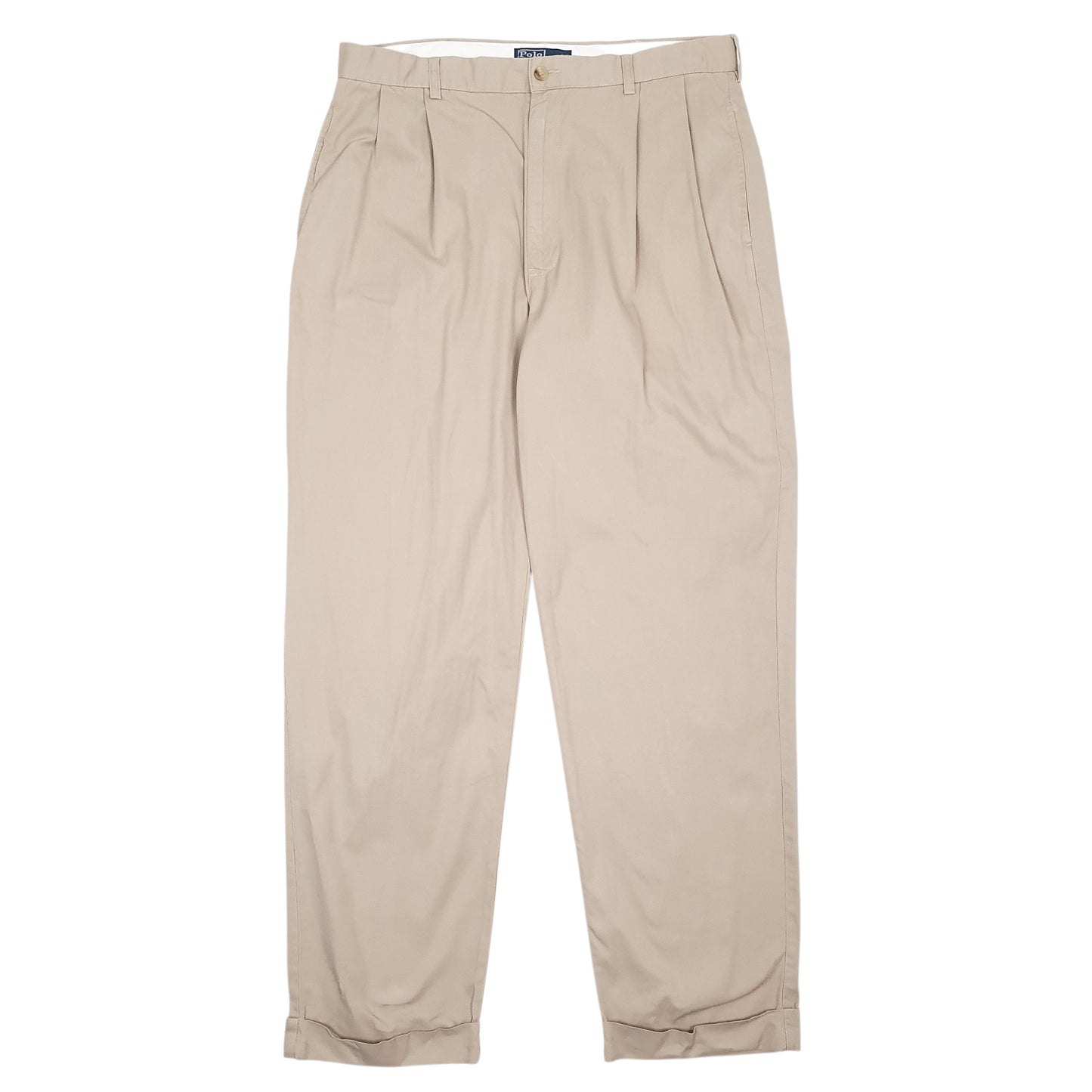 Mens Beige Polo Ralph Lauren Hammond Pant Pleated Chino Trousers