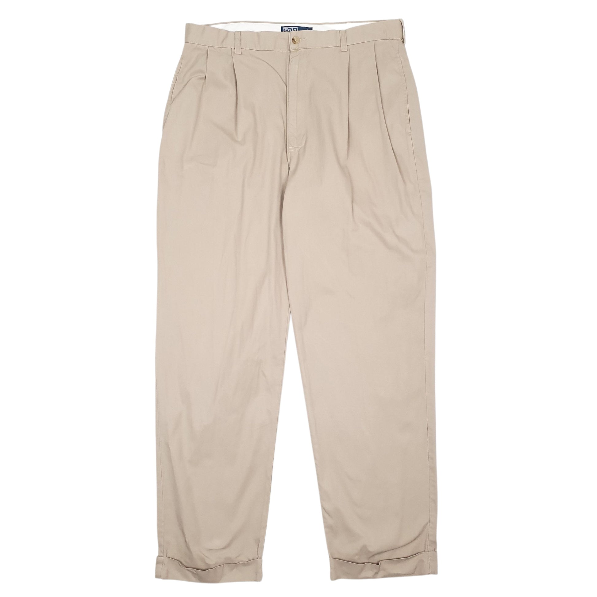 Mens Beige Polo Ralph Lauren Hammond Pant Pleated Chino Trousers