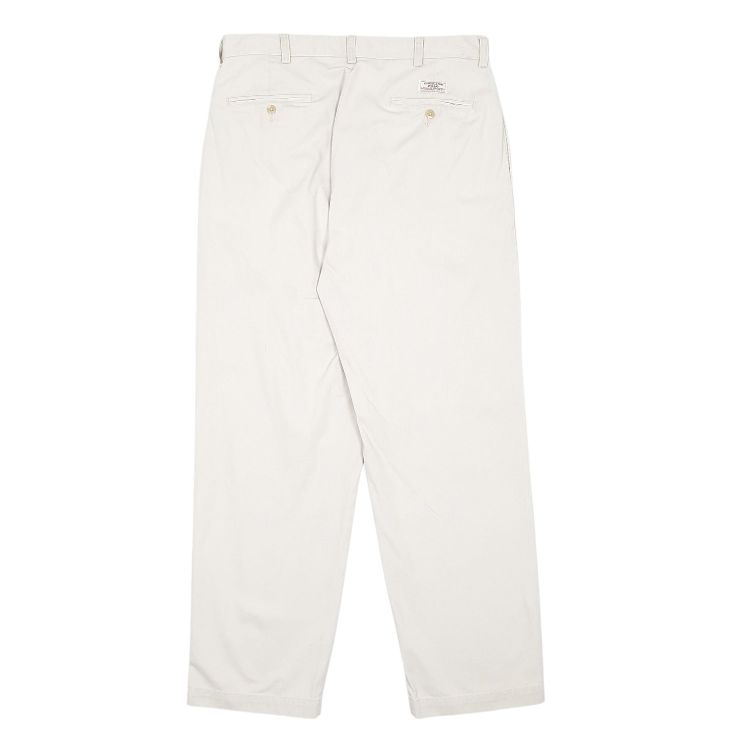 Mens Cream Polo Ralph Lauren Andrew Pant Vintage 90s Pleated  Trousers