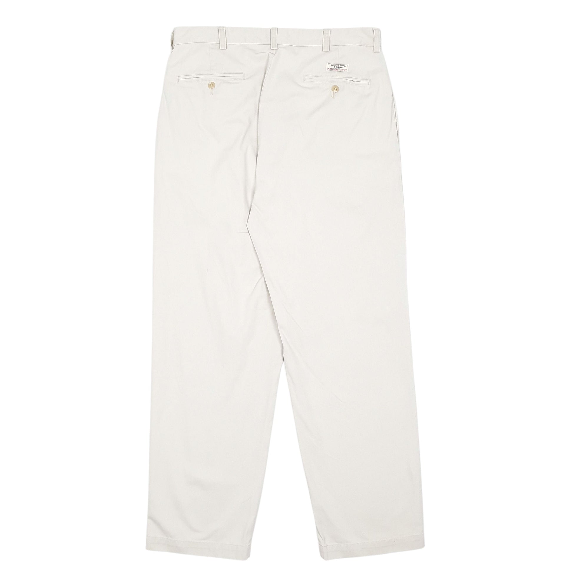 Mens Cream Polo Ralph Lauren Andrew Pant Vintage 90s Pleated  Trousers