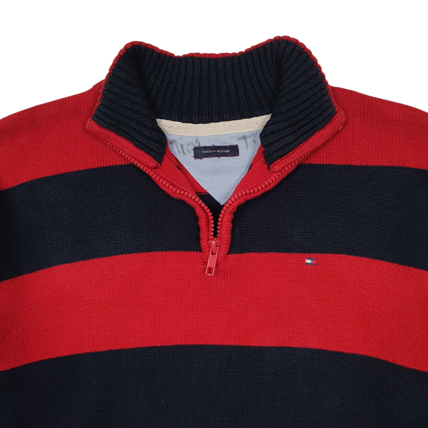 Mens Red Tommy Hilfiger  Quarter Zip Jumper