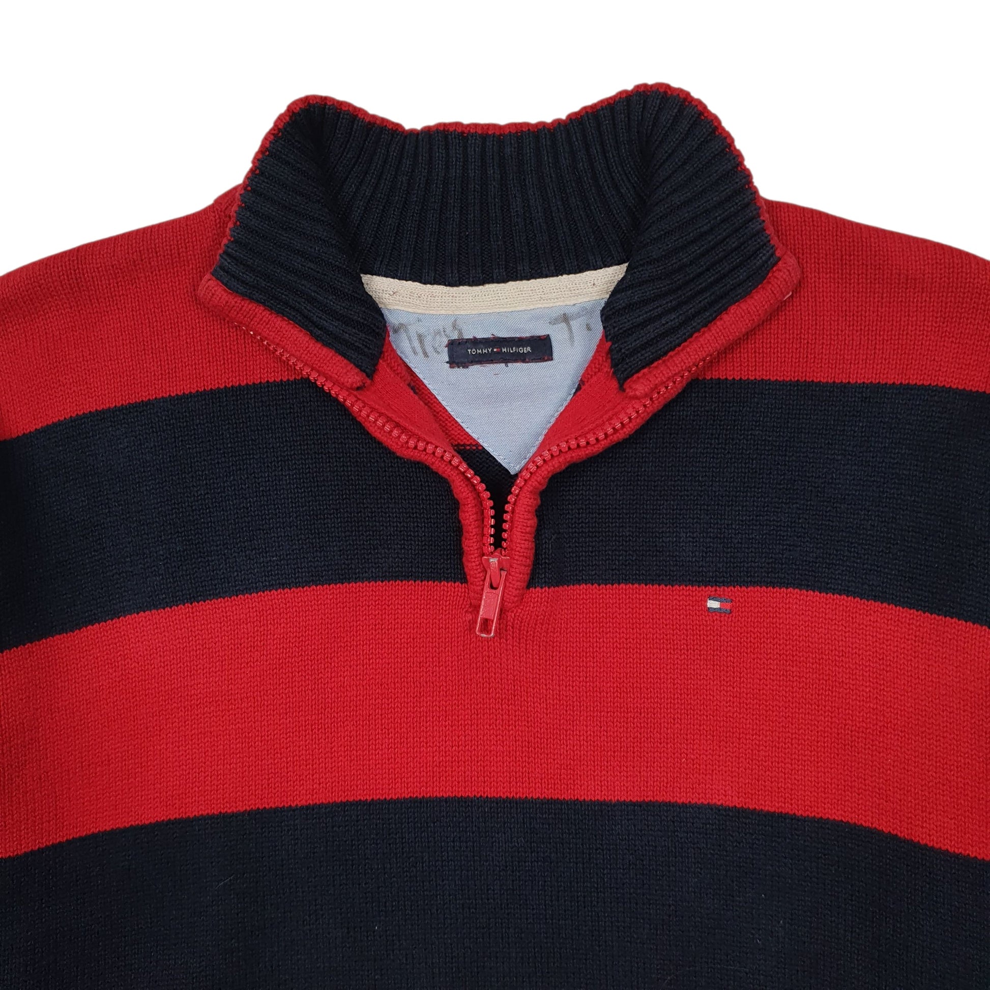 Mens Red Tommy Hilfiger  Quarter Zip Jumper