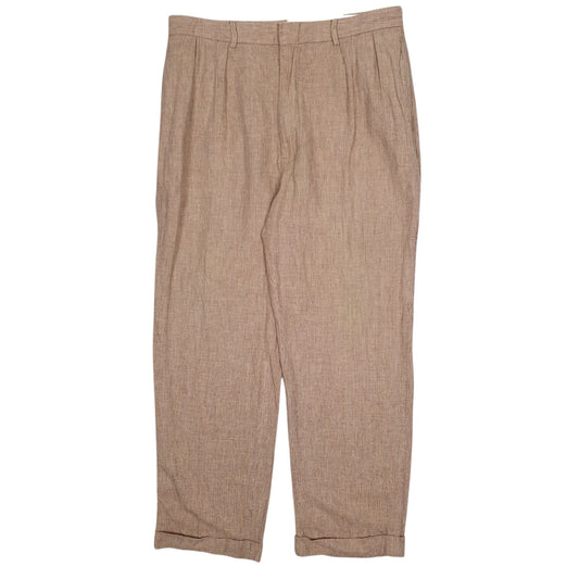 Mens Beige Polo Ralph Lauren Vintage 90s Pleated Houndstooth Formal Trousers