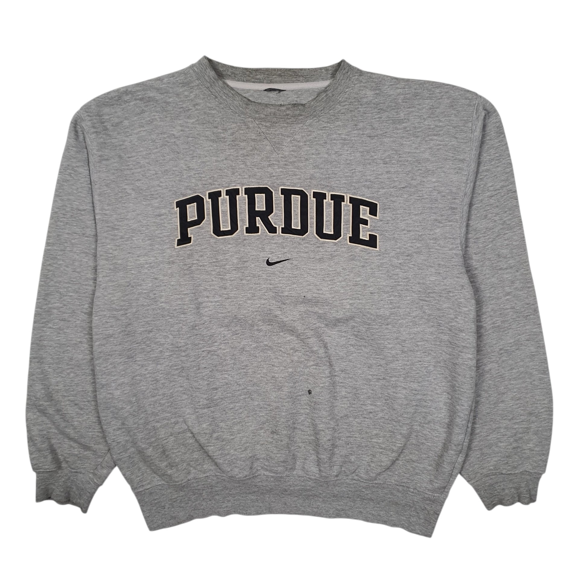 Mens Grey Nike Team Vintage 2000s Purdue Crewneck Jumper