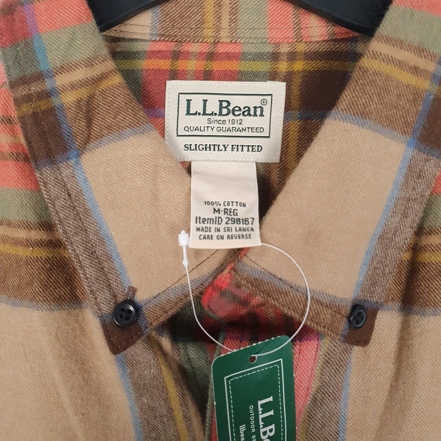 Mens Brown L.L.Bean Chamois Flannel Plaid  Shirt