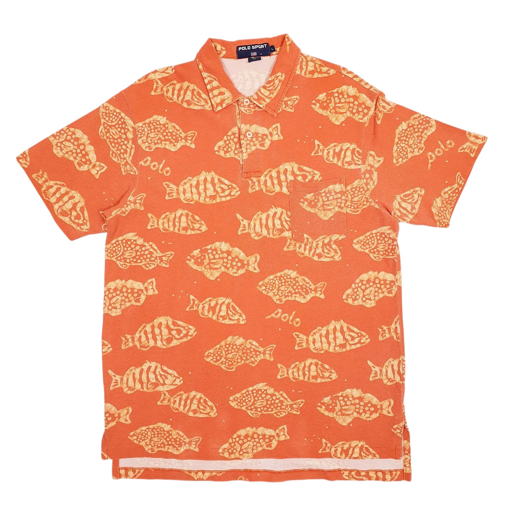 Mens Orange Ralph Lauren Polo Sport Vintage Short Sleeve Polo Shirt