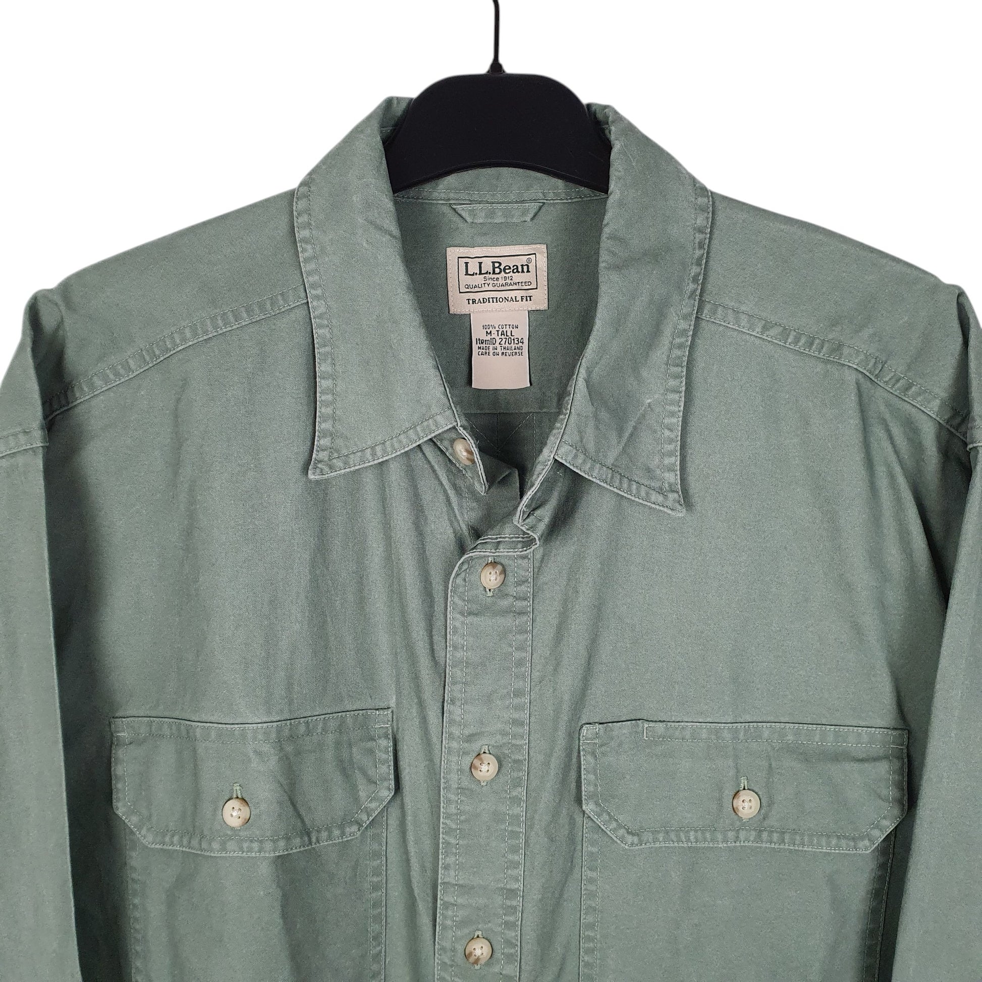 Mens Green L.L.Bean Canvas  Shirt