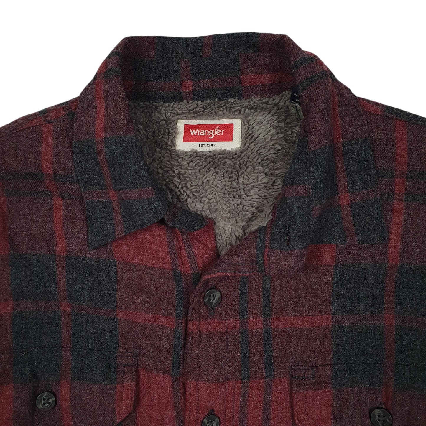 Mens Burgundy Wrangler Sherpa Lined Full Zip Coat