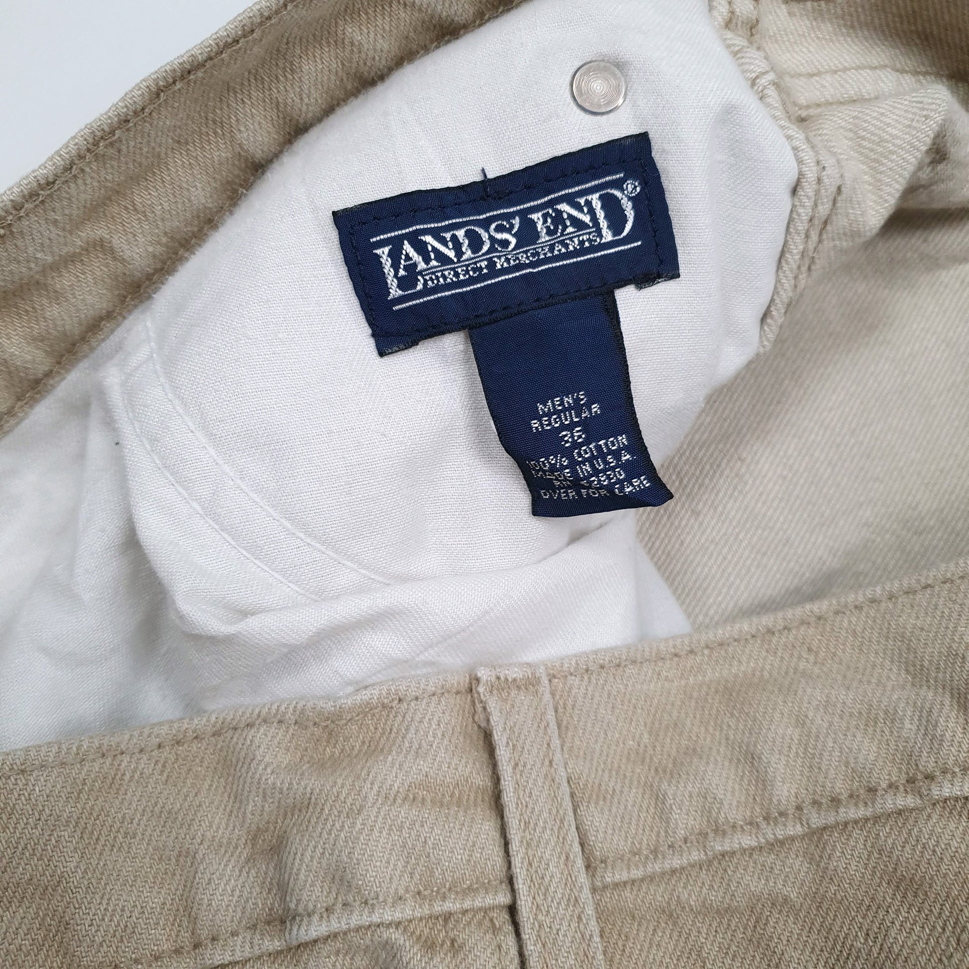 Mens Beige Landsend Vintage 90s Made In USA  Jeans