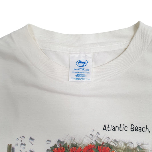 Mens White Sherry Single Stitch Vintage 90s Atlantic Beach  T Shirt